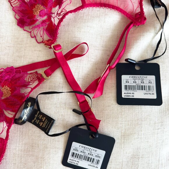 NWT Honey Birdette Christine Red Set 32D xs - Picture 7 of 7